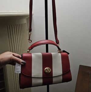 Coach Leather cross body bag in red/white stripe